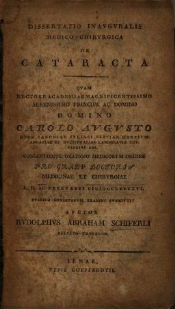 Dissertatio Inavgvralis Medico- Chirvrgica De Cataracta