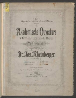 Akademische Ouverture : in Form einer Fuge zu 6 Themen ; für Orchester ; op. 195