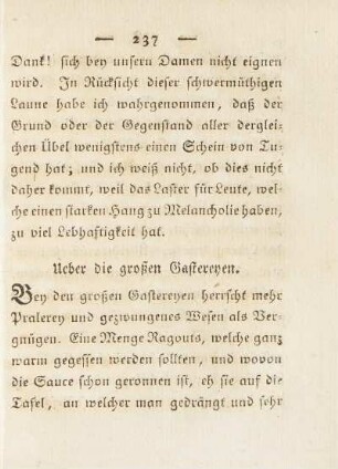 Ueber die großen Gastereyen.