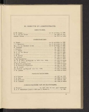 XI. Directie en Administratie.
