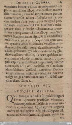ORATIO VII. HUNGARI MILITIS.