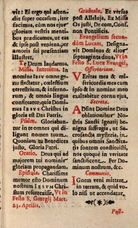 Die XXXI. Julij. In Festo S. Ignatii Loiolae Confessoris Societatis Jesv Fundatoris