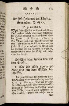 CCLXXVI. Am Fest Johannes des Täufers. Evangelium V. 68 - 79.