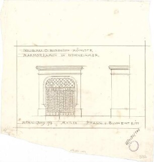 Pfann, Paul; München, Möhlstr.; Wohnhaus O. Bischoff - Marmorkamin im Wohnzimmer (Ansichten)