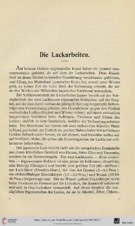 Die Lackarbeiten (Nr. 1-218)