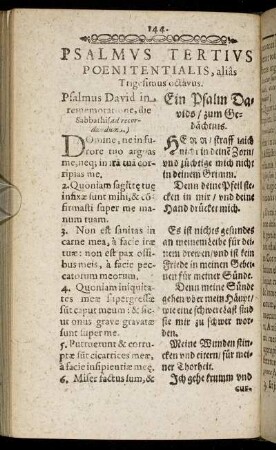 Psalmus Tertius Poenitentialis, alias Trigesimus octavus.