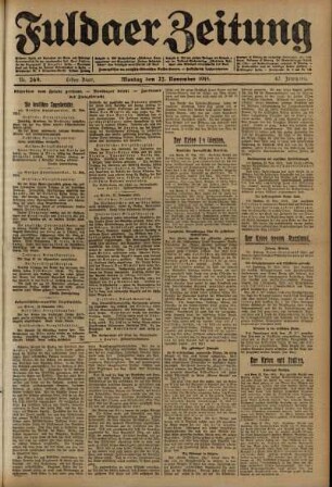 Erste Ausgabe vom Montag, den 22. November 1915.