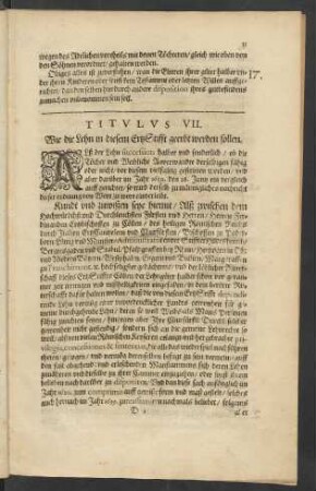 Titulus VII: Wie die Lehn in diesem ErtzStifft geerbt werden sollen.