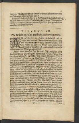 Titulus VII: Wie die Lehn in diesem ErtzStifft geerbt werden sollen.
