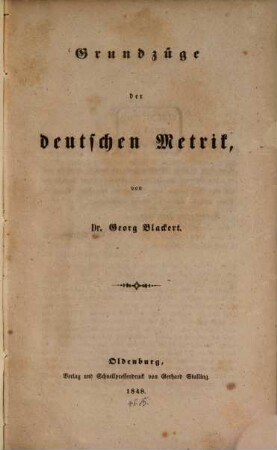 Grundzüge der deutschen Metrik