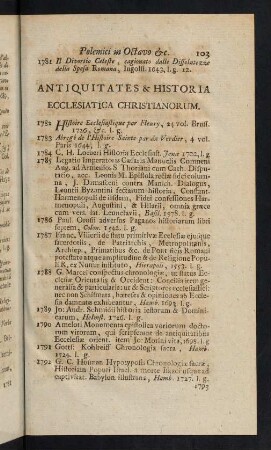 103-129, Antiquitates & Historia Ecclesiastica Christianorum -Libri Theologici in Dirigendo Praetermissi