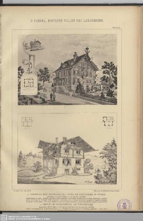 Landhaus des Architekten J. Gros am Zürichberg in Zürich. Chalet in Wadensweyl am Züricher See