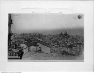 Rom - Ansicht vom Monte Pincio - Rom von der Piazza di Trinità dei Monti (Palazzo Zuccari, Monte Pincio) aus gesehen