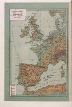 Karte von Groszbritannien und Irland, Frankreich, Spanien und Portugal