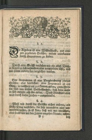 [Anleitung zur Algebra Speciosa, oder Stell-Kunst.]