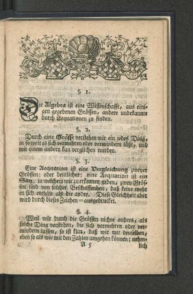 [Anleitung zur Algebra Speciosa, oder Stell-Kunst.]