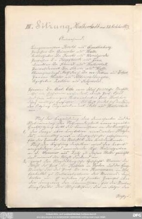 III. Sitzung, Halberstadt am 23. October 1877.