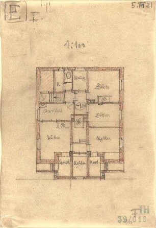 Fischer, Theodor; München; Haus Milker - Grundriss UG
