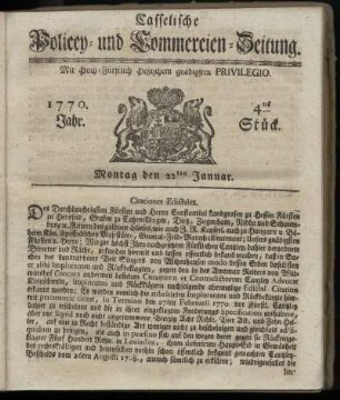 4tes Stueck, Montag den 22ten Januar. 1770