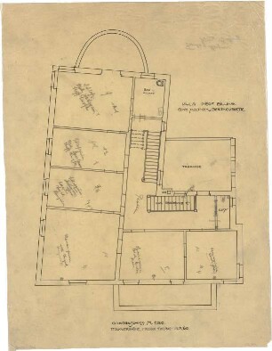 Billing, Hermann; Karlsruhe, Moltkestr.47 / Beethovenstr.; Villa Billing - Grundriss OG