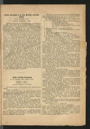 Zwölfte ordentliche Versammlung den 28. November 1885