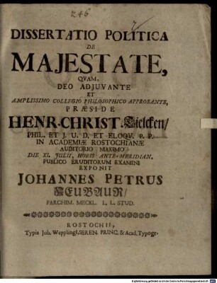 Diss. polit. de maiestate