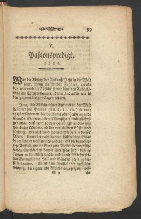 V. Paßionspredigt. 1783