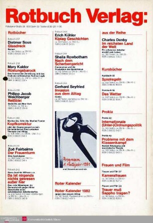 Programmvorschau Rotbuch Frühjahr 1981