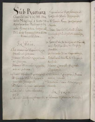 Sommerhalbjahr 1602. Rektorat Daniel Mögling