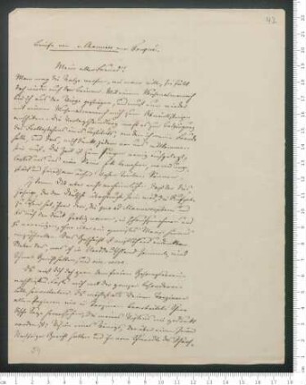 Brief von Adelbert von Chamisso an Friedrich de La Motte- Fouqué, geschrieben von Unbekannt