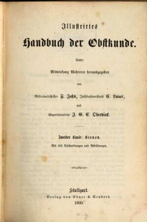 Illustrirtes Handbuch der Obstkunde. Band 2, Birnen
