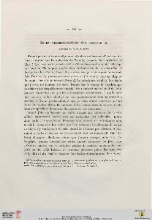 Notes archéologiques sur Tarente