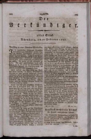 16tes Stück. Nürnberg, am 21. Februar 1797
