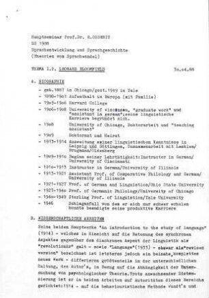 Thema I.2. Leonard Bloomfield