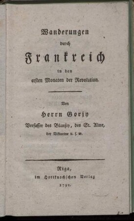 Wanderungen durch Frankreich in den ersten Monaten der Revolution