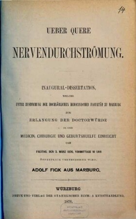 Ueber quere Nervendurchströmung
