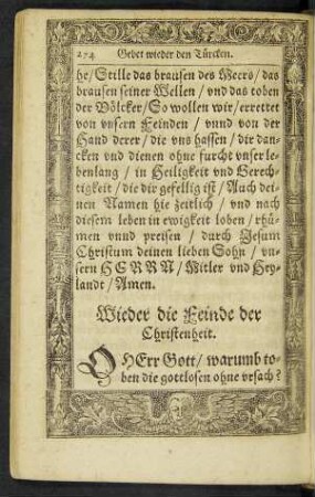 Wieder die Feinde Christenheit.