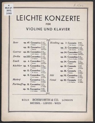 Concertino in ungarischer Weise : [für Violine und Klavier ; I. u. III. Position ; A moll] ; op. 21