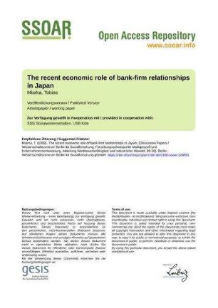 The recent economic role of bank-firm relationships in Japan