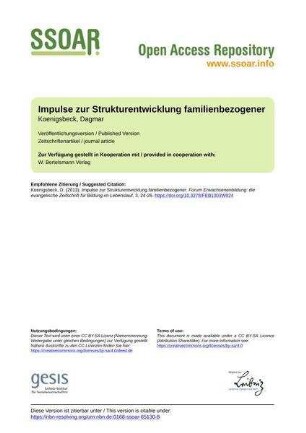 Impulse zur Strukturentwicklung familienbezogener