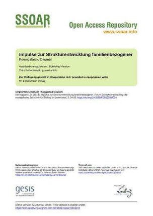 Impulse zur Strukturentwicklung familienbezogener