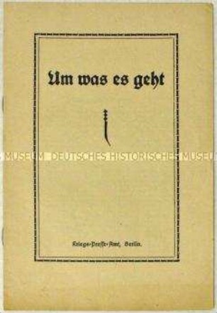 Flugschrift mit einem Aufruf an die deutsche Bevölkerung zur Kriegsmotivation