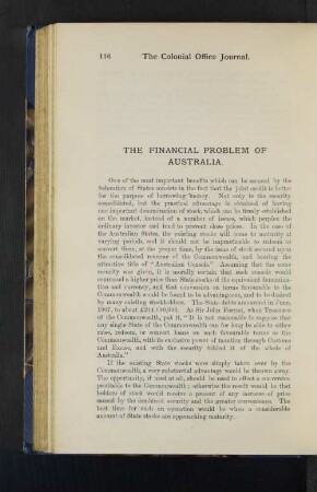 The Financial Problem of Australia