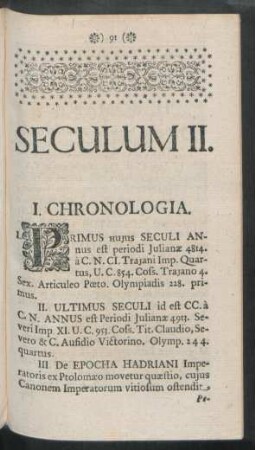 Seculum II.