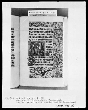 Lateinisch-französisches Stundenbuch — Marienkrönung, Folio 91recto