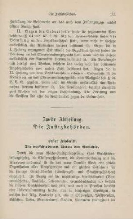 II. Abtheilung. Die Justizbehörden.
