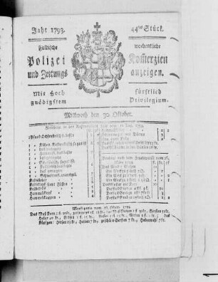 44tes Stück., Ausgabe vom 30. Oktober 1793