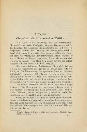 Jean Chapelain als literarischer Kritiker : Kapitel V ; Inaugural-Dissertation ...