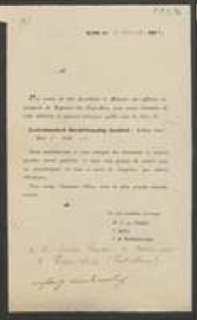 Brief von Koninklijke Nederlandse Botanische Vereniging an Regensburgische Botanische Gesellschaft