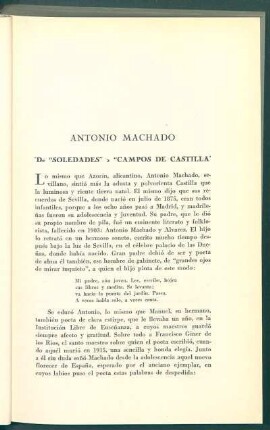 Antonio Machado : 'De " Soledades" a "Campos de Castilla"'